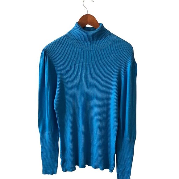 Women's Worthington Sweater Turtleneck Pullover Blue Long Sleeves Size Large - Picture 1 of 5